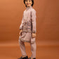 Rajwada Light Pink Viscose Silk Embroidered Stitched Kurta Set For Kids