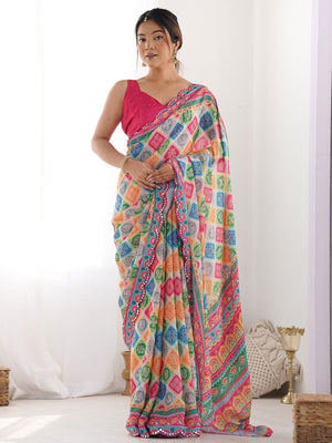 Rajwada Multicolor Georgette Printed  Saree For Women