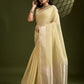 Rajwada Beige Silk Blend Woven Checked Saree For Women