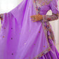 Rajwada Lavender Silk Blend Embroidered Semi-Stitched lehenga For Women