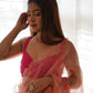 Rajwada Light Pink Organza Printed Saree With Unstitched Blouse For Women