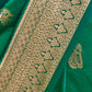 Rajwada Green Silk Blend Woven Saree With Unstitched Blouse For Women