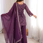 Rajwada Wine Georgette Embellished Kurta Set For Women