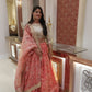 Rajwada Pink Organza Printed Semi-Stitched lehenga For Women
