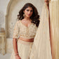 Rajwada Cream Silk Blend Embroidered Semi-Stitched Lehenga For Women