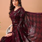 Rajwada Wine Georgette Embroidered Elegant Saree For Women