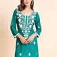 Rajwada Sea Green Rayon Embroidered Kurti For Women