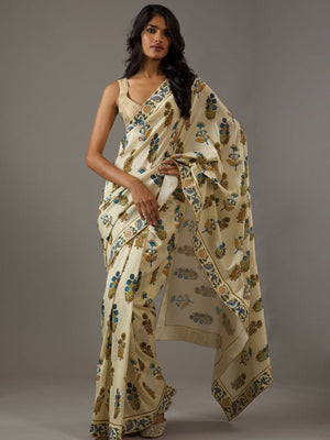 Rajwada Light Green Georgette Printed Saree With Unstitched Blouse For Women