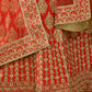 Red Silk Blend Embellished Lehenga