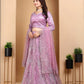 Rajwada Lavender Net Embellished Semi-Stitched lehenga For Women