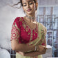 Rajwada Light Green Georgette Crush Embroidered Elegant Saree For Women