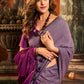 Rajwada Lavender Cotton Blend Plain Saree For Women