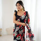 Rajwada Black Georgette Floral Print Saree For Women