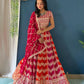 Rajwada Pink And Orange Georgette Embellished Semi-Stitched lehenga For Women