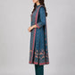 Teal Silk Blend Printed Kurta Set