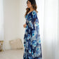 Rajwada Blue Georgette Floral Print Saree For Women