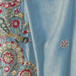Rajwada Sky Blue Georgette Crush Embroidered Elegant Saree For Women