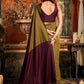 Rajwada Olive Cotton Blend Plain Saree For Women