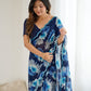 Rajwada Blue Georgette Floral Print Saree For Women