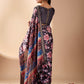 Rajwada Black Silk Blend Printed Saree For Women