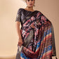 Rajwada Black Silk Blend Printed Saree For Women