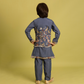 Rajwada Grey Viscose Silk Embroidered Stitched Kurta Set For Kids