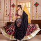 Rajwada Black Cotton Blend Embroidered Semi-Stitched Lehenga For Women