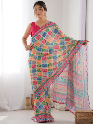 Rajwada Multicolor Georgette Printed  Saree For Women