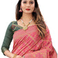 Rajwada Pastel Pink Silk Blend Embellished Saree For Women