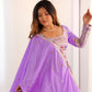 Rajwada Lavender Silk Blend Embroidered Semi-Stitched lehenga For Women