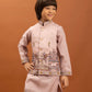 Rajwada Light Pink Viscose Silk Embroidered Stitched Kurta Set For Kids