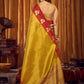 Rajwada Mustard And Maroon Silk Blend Solid Saree For Women