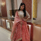Rajwada Pink Organza Printed Semi-Stitched lehenga For Women
