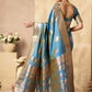 Rajwada Sky Blue Silk Blend Solid Saree For Women