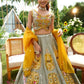 Rajwada Grey And Yellow Silk Blend Embellished Semi Stitched Lehenga For Women