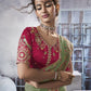 Rajwada Light Green Georgette Crush Embroidered Elegant Saree For Women