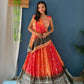 Rajwada Pink And Orange Silk Blend Embroidered Semi-Stitched lehenga For Women