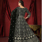 Rajwada Black Faux Georgette Embroidery Unstitched Gown For Women
