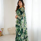 Rajwada Green Georgette Floral Print Saree For Women