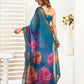 Rajwada Teal Blue Cotton Linen Zari Work Saree For Women