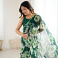 Rajwada Green Georgette Floral Print Saree For Women