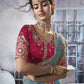 Rajwada Sea Green Georgette Crush Embroidered Elegant Saree For Women