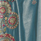 Rajwada Sea Green Georgette Crush Embroidered Elegant Saree For Women