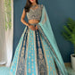 Rajwada Sky Blue And Teal Georgette Embroidered Semi-Stitched lehenga For Women