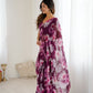 Rajwada Wine Georgette Floral Print Saree For Women