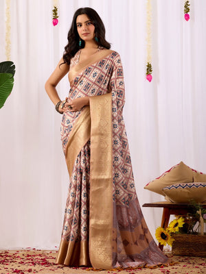 Rajwada Multicolor Silk Blend Printed Saree For Women