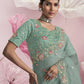 Rajwada Sea Green Net Embellished Elegant Saree For Women