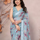 Rajwada Sky Blue Georgette Printed Saree For Women