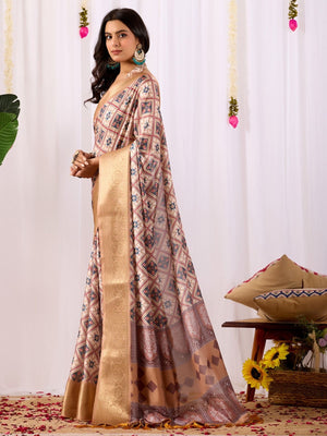 Rajwada Multicolor Silk Blend Printed Saree For Women