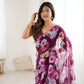 Rajwada Wine Georgette Floral Print Saree For Women